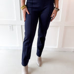 Pintuck Easy Pull Pants - Navy