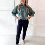 Pintuck Easy Pull Pants - Navy