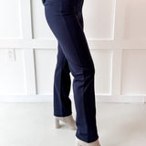 Pintuck Easy Pull Pants - Navy