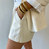 Pintuck Elastic Shorts - Ecru