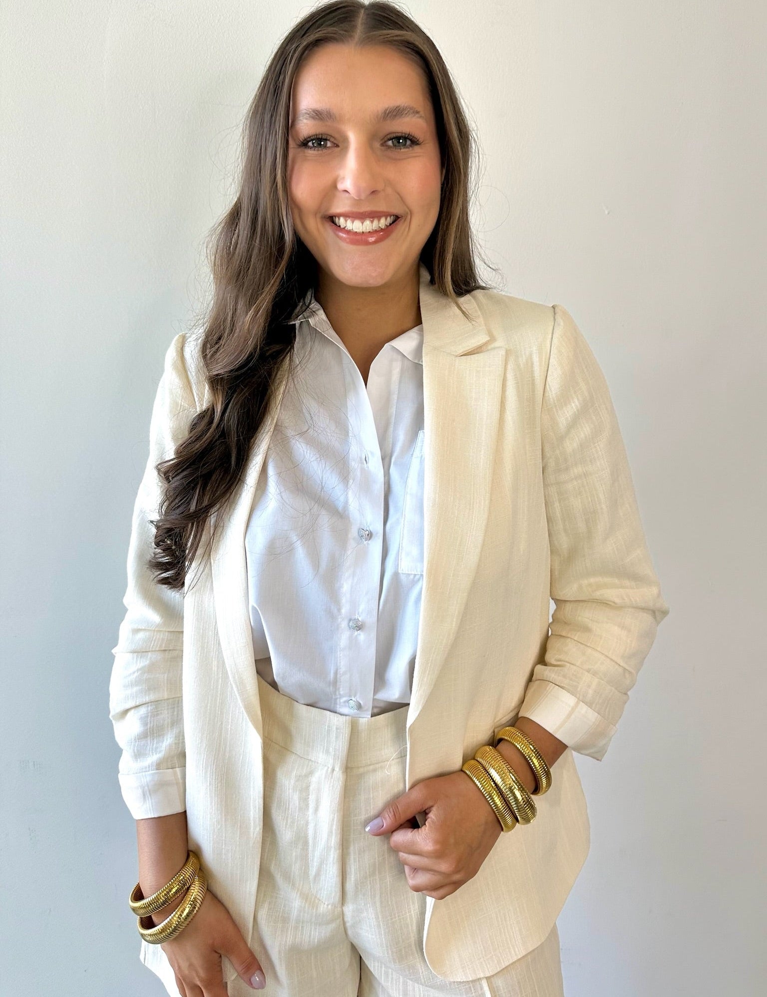 Pintuck Elastic Shorts - Ecru