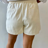 Pintuck Elastic Shorts - Ecru