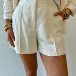Pintuck Elastic Shorts - Ecru
