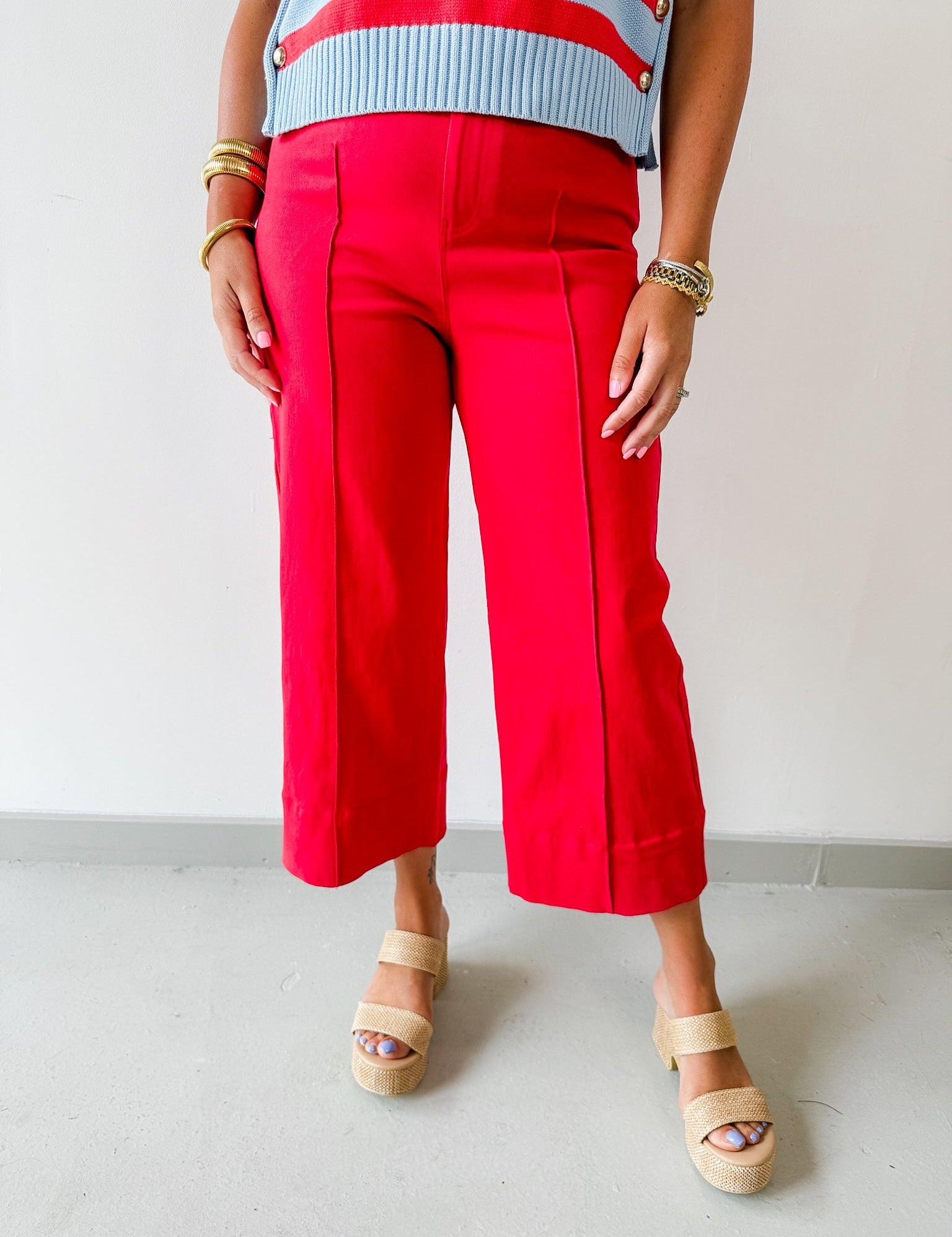 Pintuck Wide Leg Pant