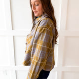 Plaid Button Jacket- Olive Plaid
