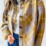 Plaid Button Jacket- Olive Plaid