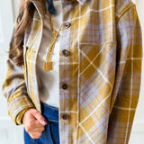 Plaid Button Jacket- Olive Plaid