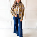Plaid Button Jacket- Olive Plaid