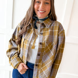 Plaid Button Jacket- Olive Plaid