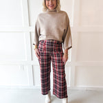 Plaid High Rise Patch Pants - Vintage Red