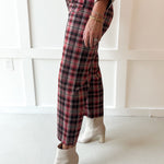 Plaid High Rise Patch Pants - Vintage Red