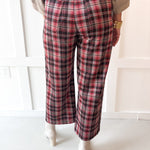 Plaid High Rise Patch Pants - Vintage Red