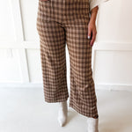 Plaid Straight Leg Pant - Golden Brown