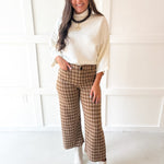 Plaid Straight Leg Pant - Golden Brown