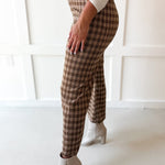 Plaid Straight Leg Pant - Golden Brown