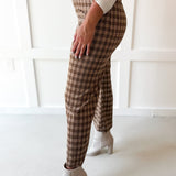 Plaid Straight Leg Pant - Golden Brown