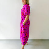 Pleat Detail Floral Midi Dress