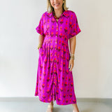 Pleat Detail Floral Midi Dress
