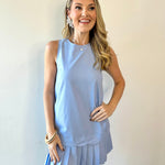 Pleat Detail Linen Dress