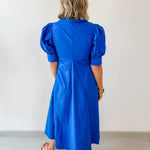 Pleated A Line V Neck Dress