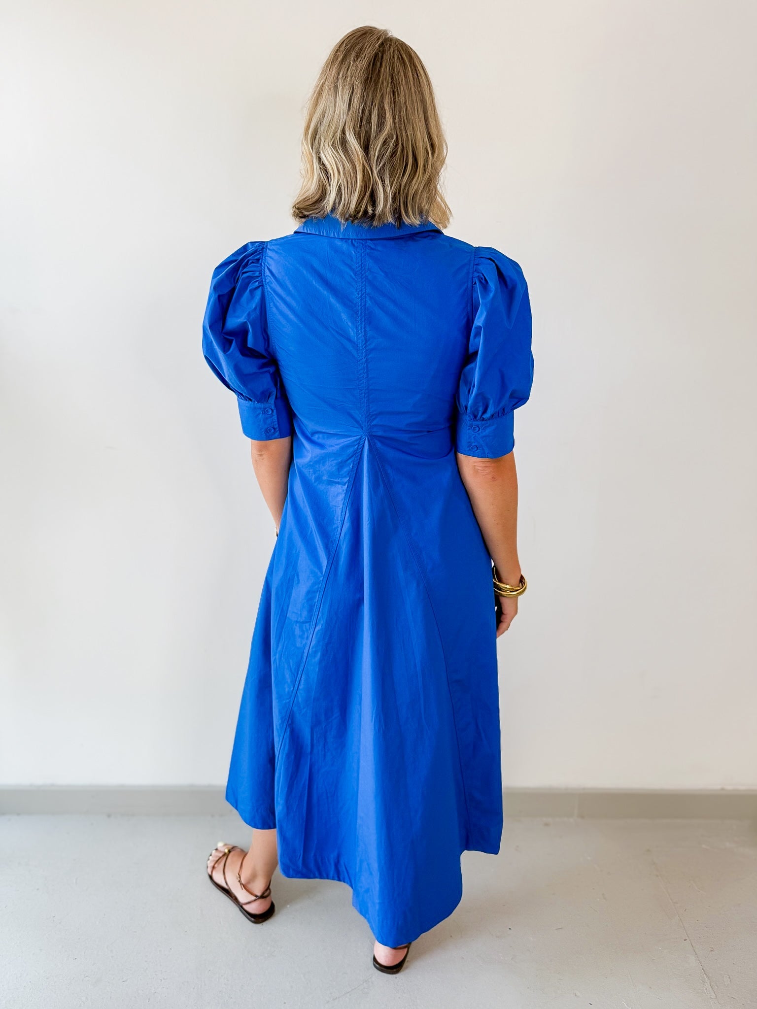 Pleated A Line V Neck Dress