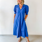 Pleated A Line V Neck Dress