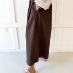 Pleated Cullotte Pants- Brown