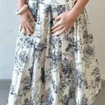 Pleated Print Midi Skirt