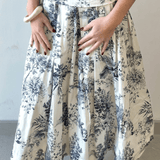 Pleated Print Midi Skirt