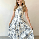 Pleated Print Midi Skirt