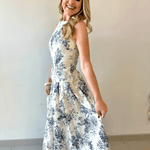 Pleated Print Midi Skirt