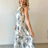 Pleated Print Midi Skirt