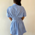 Pleated Stripe Dress - Blue