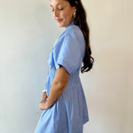 Pleated Stripe Dress - Blue