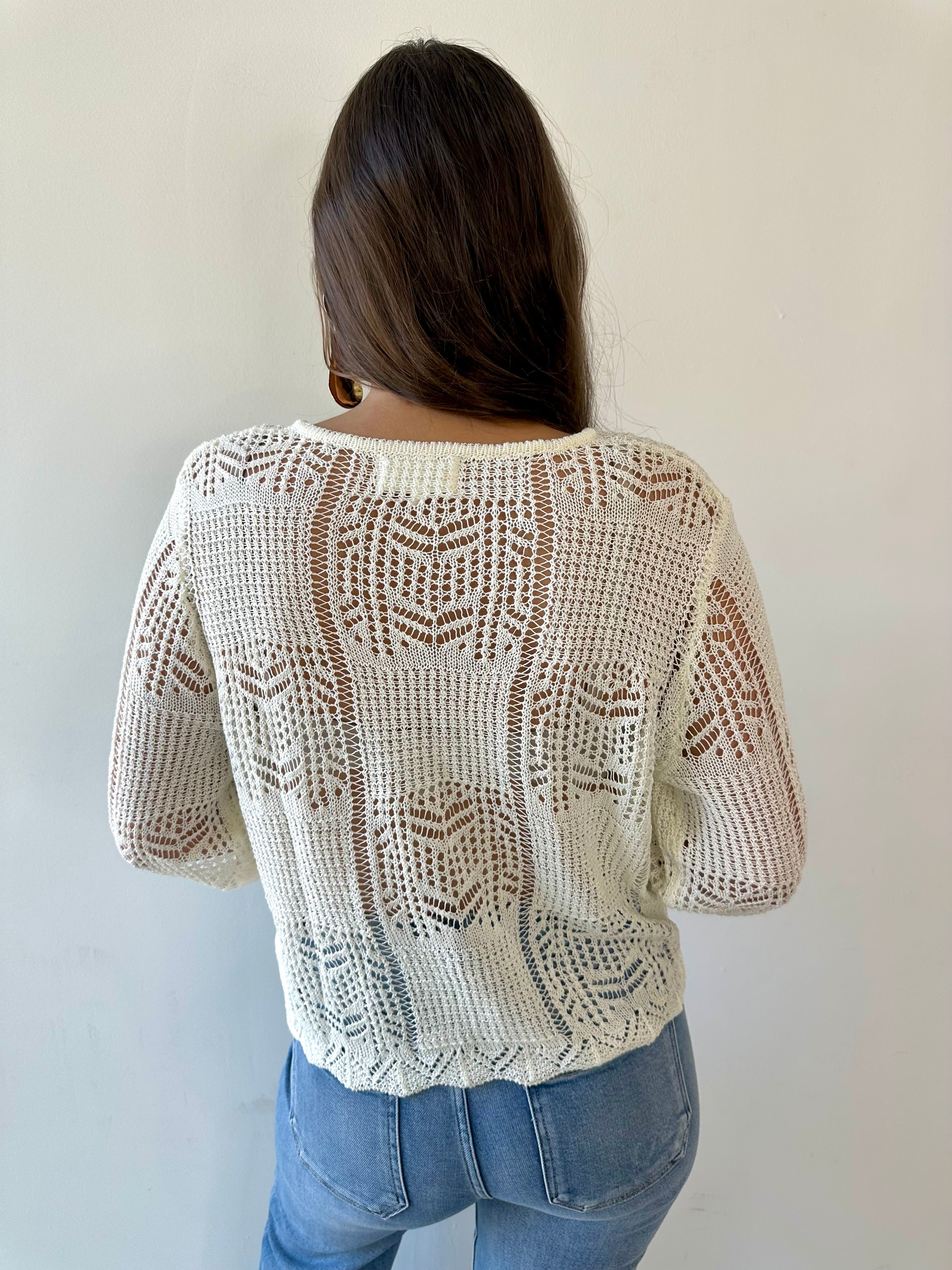 Pointelle Knit Cardigan