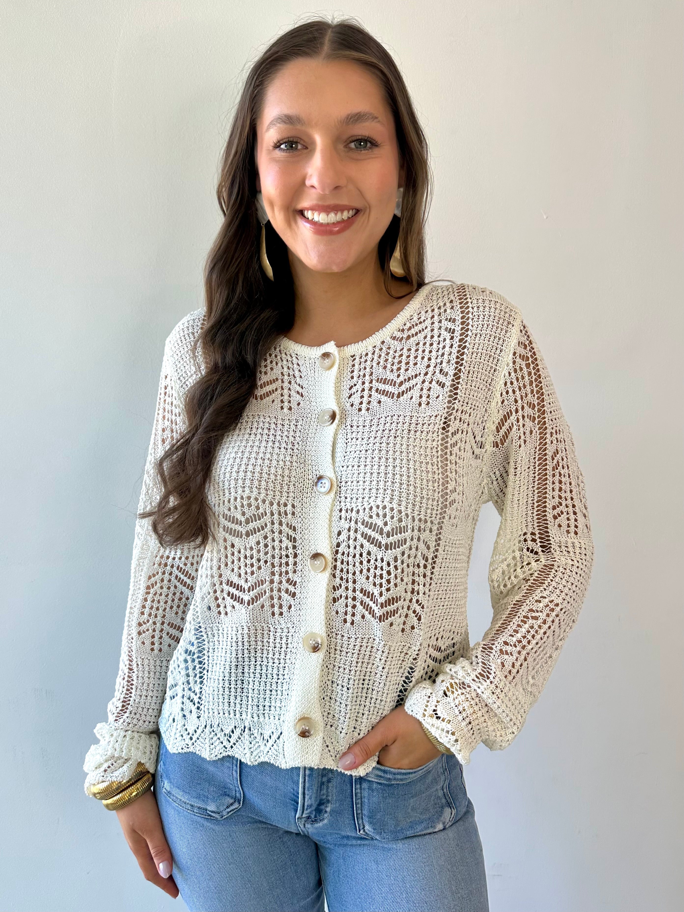 Pointelle Knit Cardigan