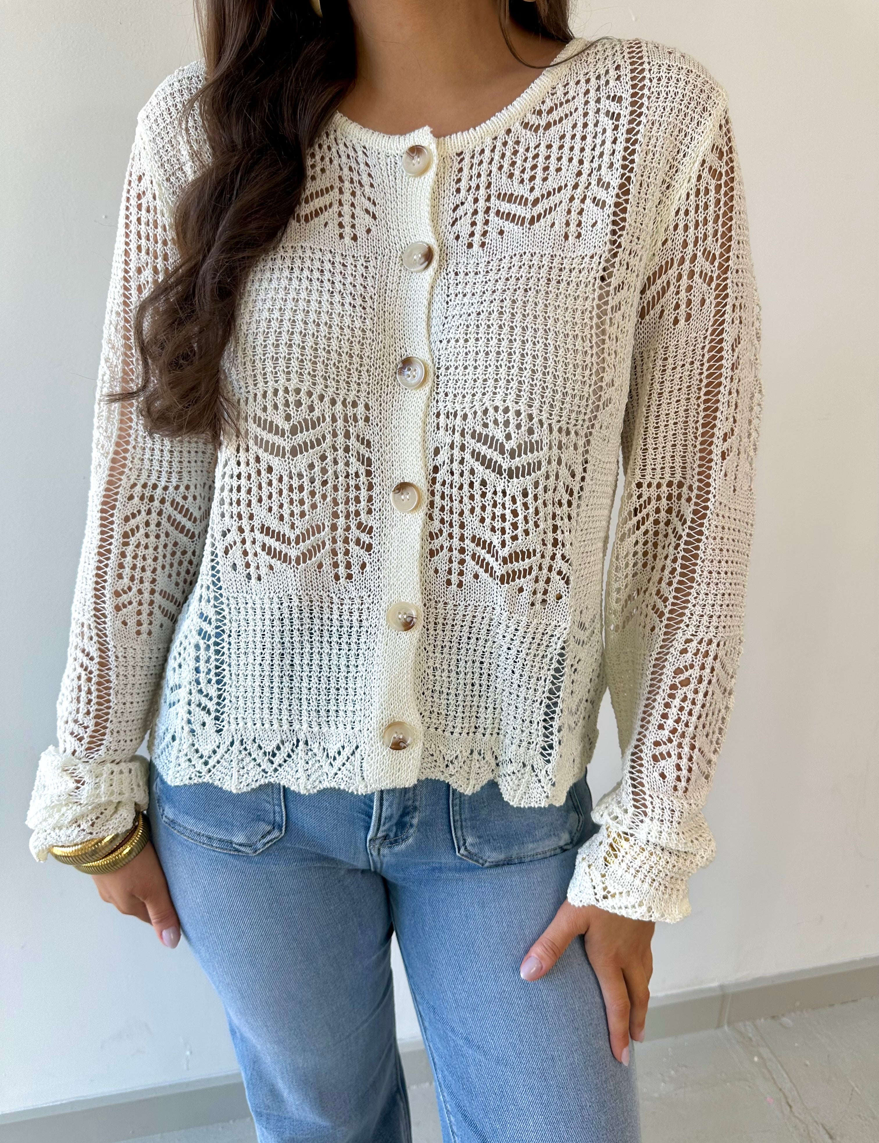 Pointelle Knit Cardigan