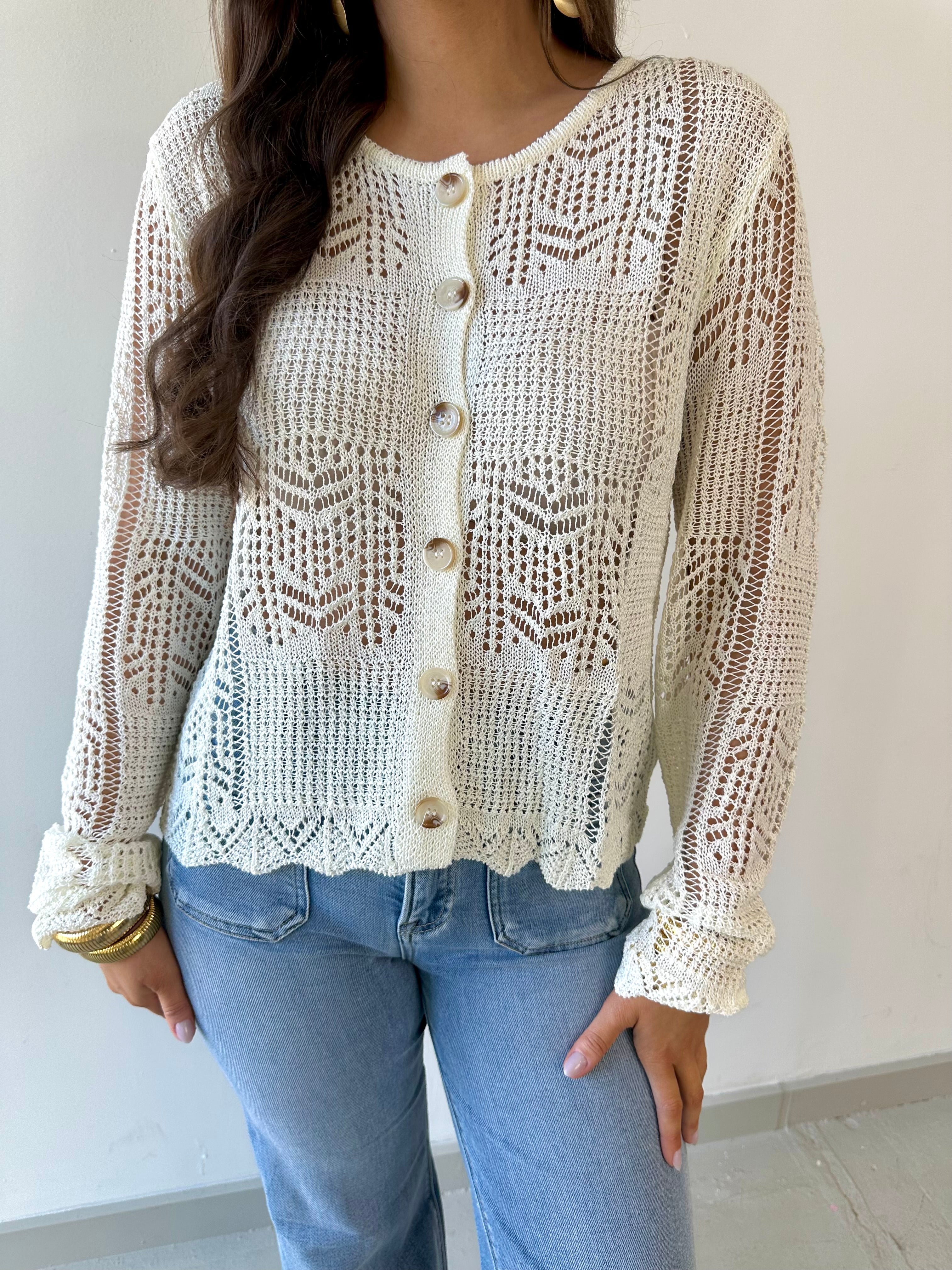 Pointelle Knit Cardigan