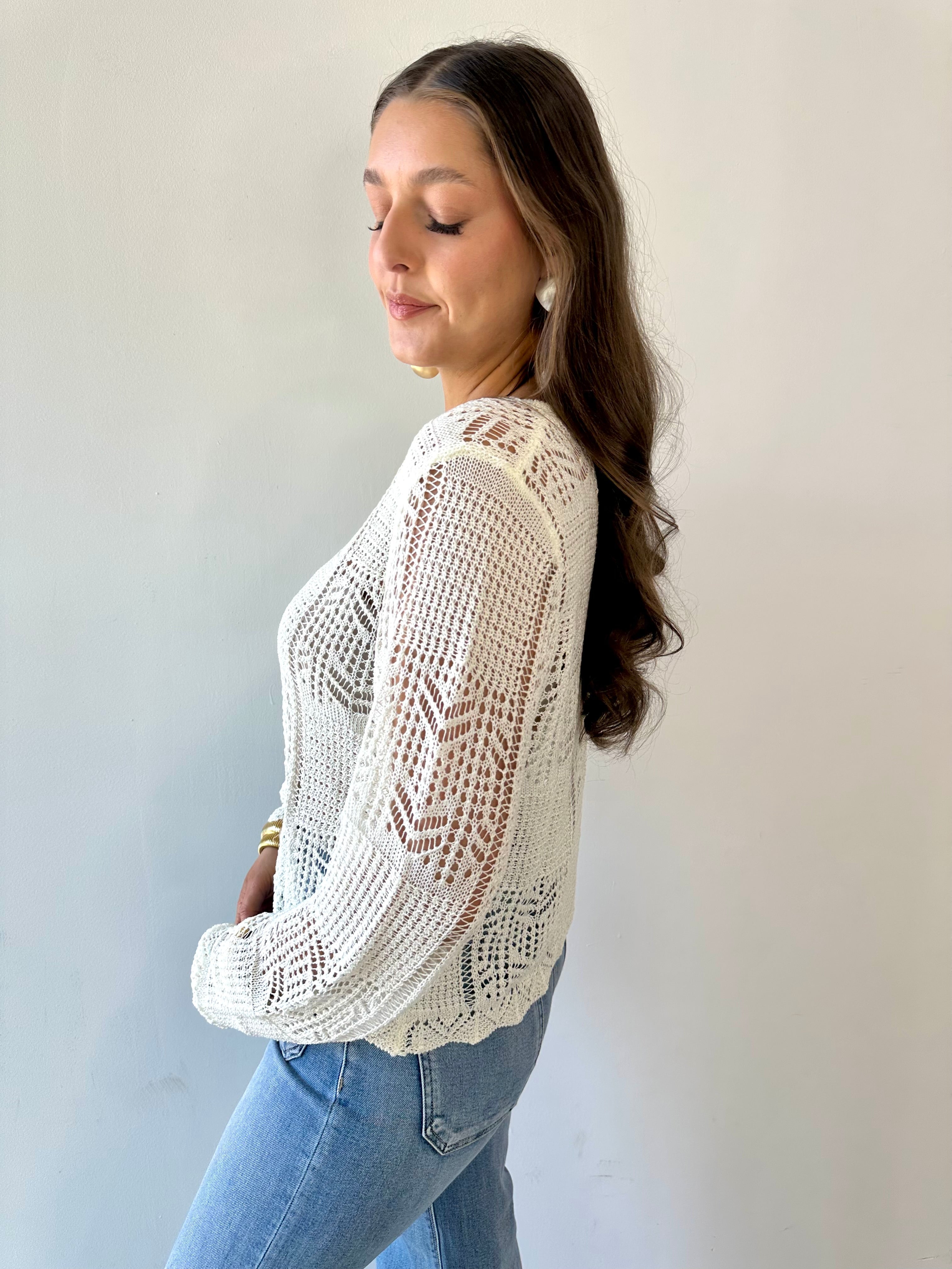 Pointelle Knit Cardigan