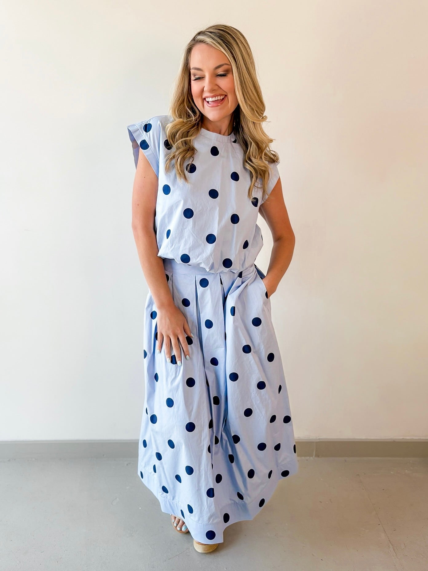 Polka Bubble Crop Top and Skirt Set