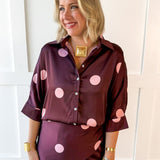 Polka dot Blouse- Burgandy