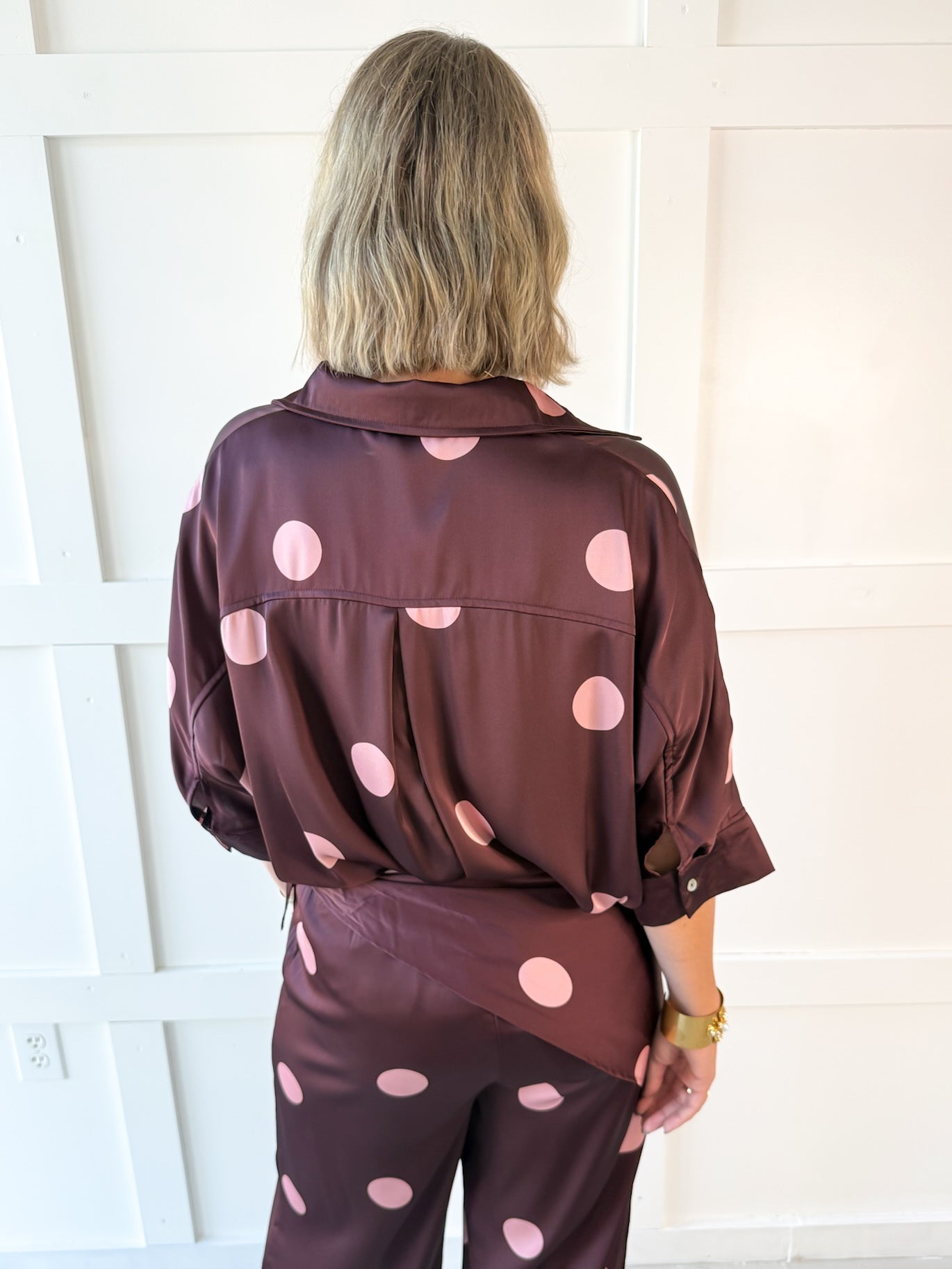 Polka dot Blouse- Burgandy