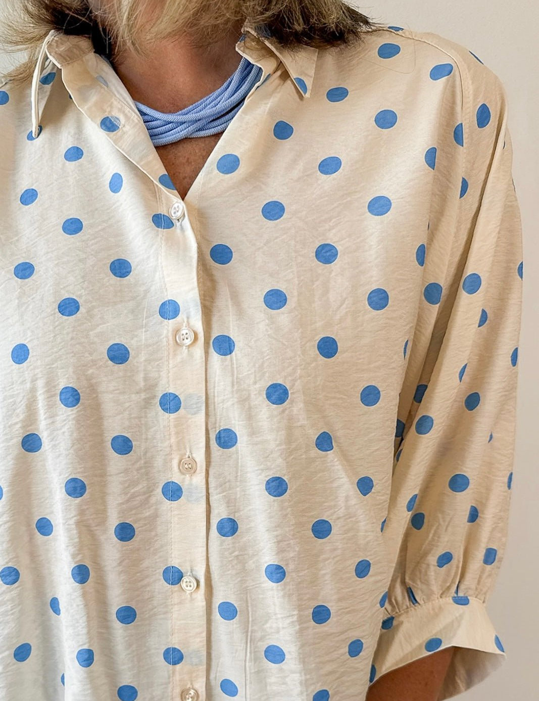 Polka Dot Button Front Shirt