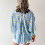 Polka Dot Button Front Shirt - Blue/Yellow