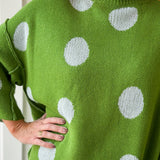 Polka dot Flare Sleeve Sweater- Green