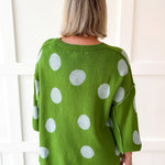 Polka dot Flare Sleeve Sweater- Green