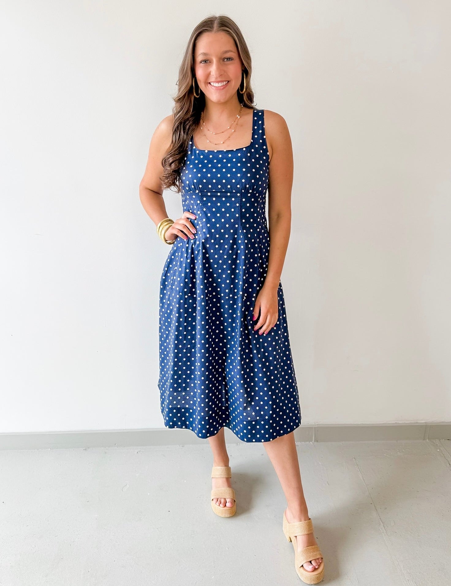Polka Dot Flared A - Line Dress