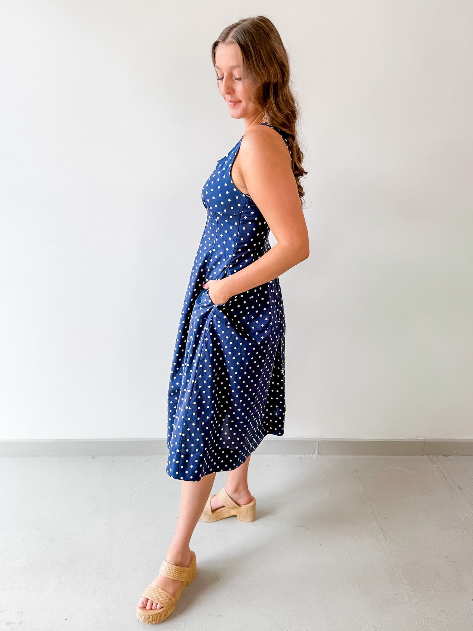 Polka Dot Flared A - Line Dress