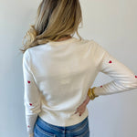 Polka Dot Heart Sweater - Red/Cream