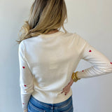 Polka Dot Heart Sweater - Red/Cream